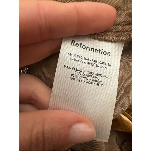 Reformation size L Sylvania Velvet Maxi Dress Gold Strapless Silk Blend Cocktail - Picture 7 of 9